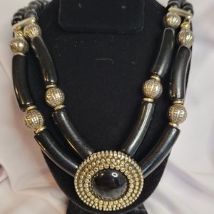Vintage black and silver necklace